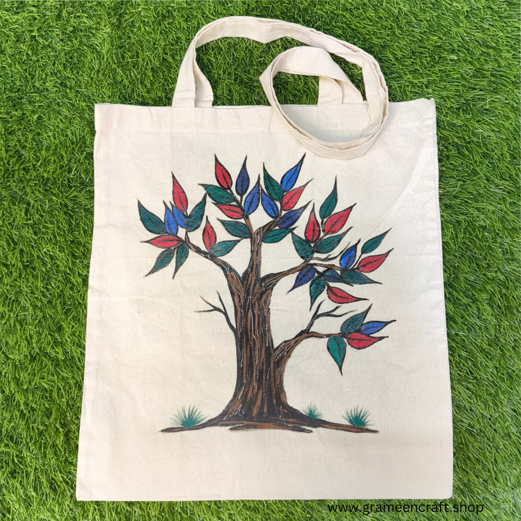 HAND PAINTED CANVAS TOTE BAG