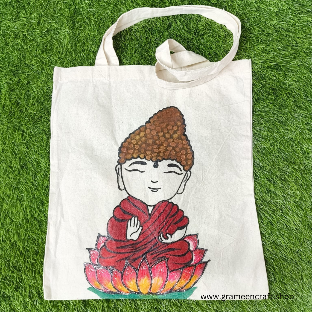 HAND PAINTED CANVAS TOTE BAG