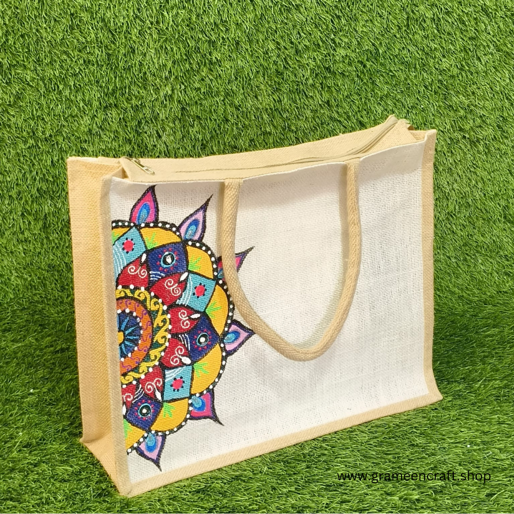 Hand Painted Jute Shopping Bag