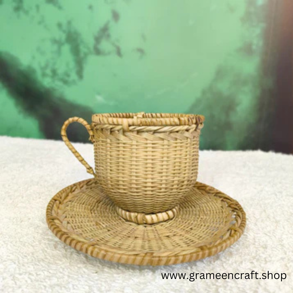 Decorative Bamboo Woven Cup and Saucer