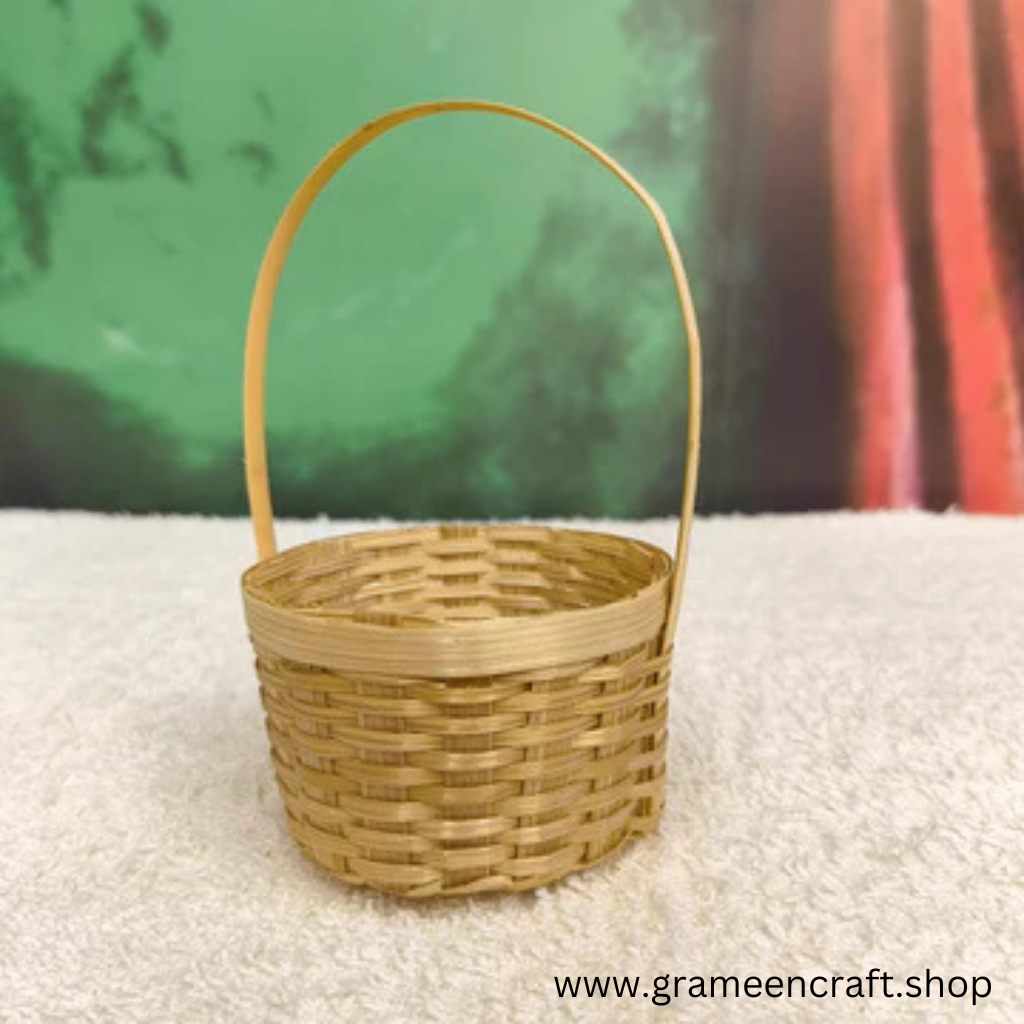 Mini Bamboo Woven Handle Basket