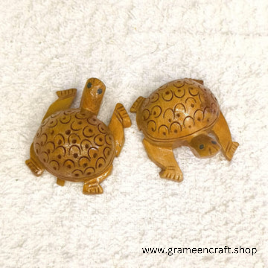 Hand Crafted Wooden Tortoise Turtle