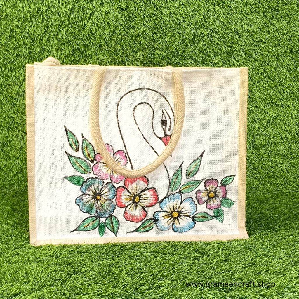 Hand Painted Jute Shopping Bag