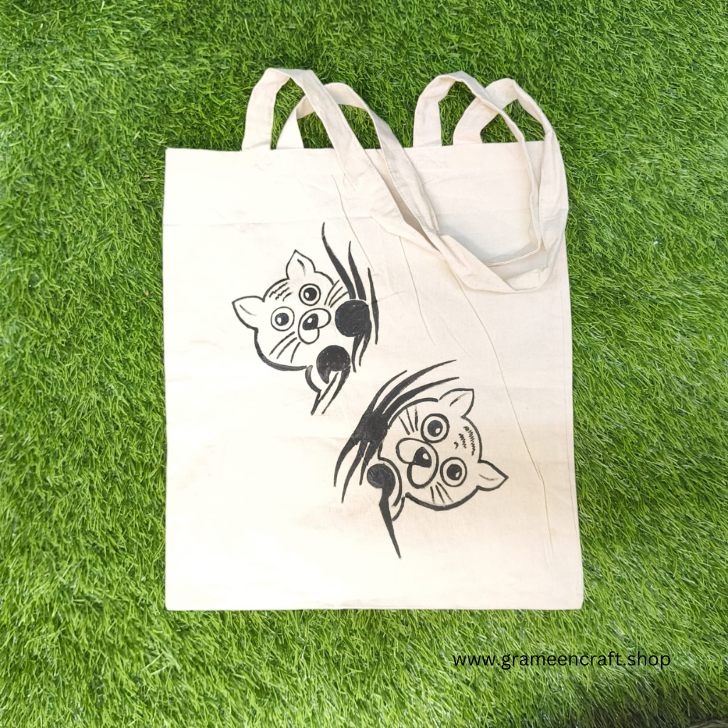 HAND PAINTED CANVAS TOTE BAG