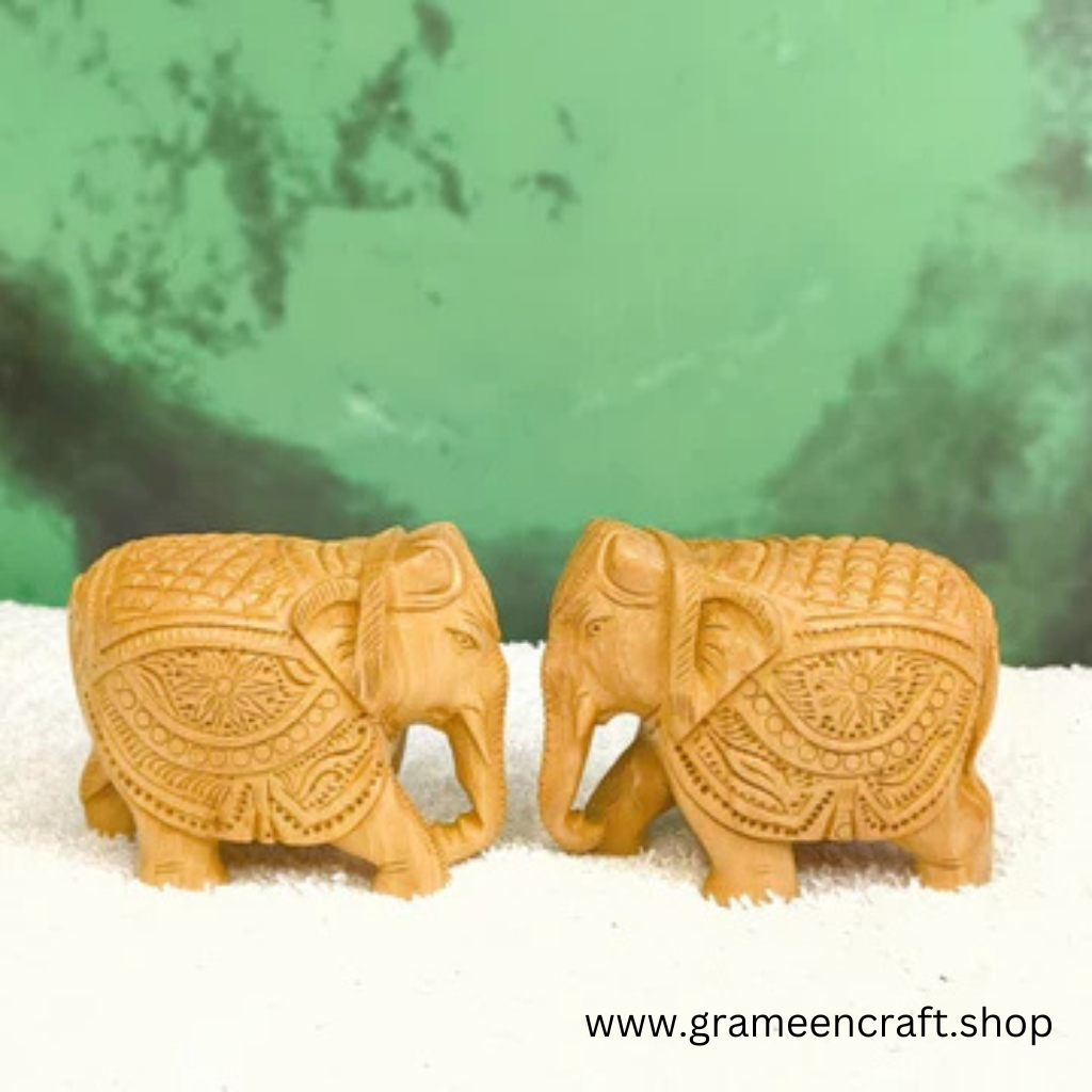 Wooden Handicraft Elephant Showpiece