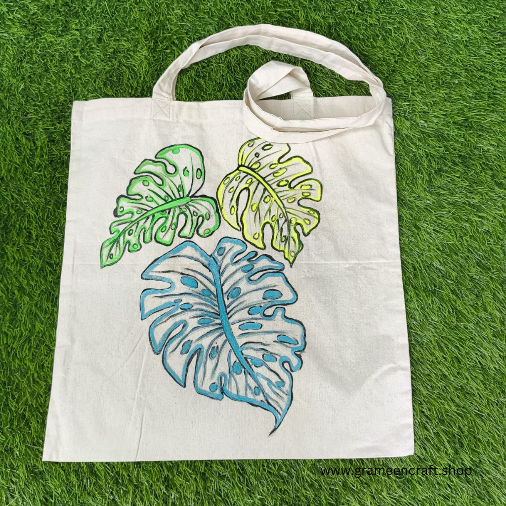 HAND PAINTED CANVAS TOTE BAG