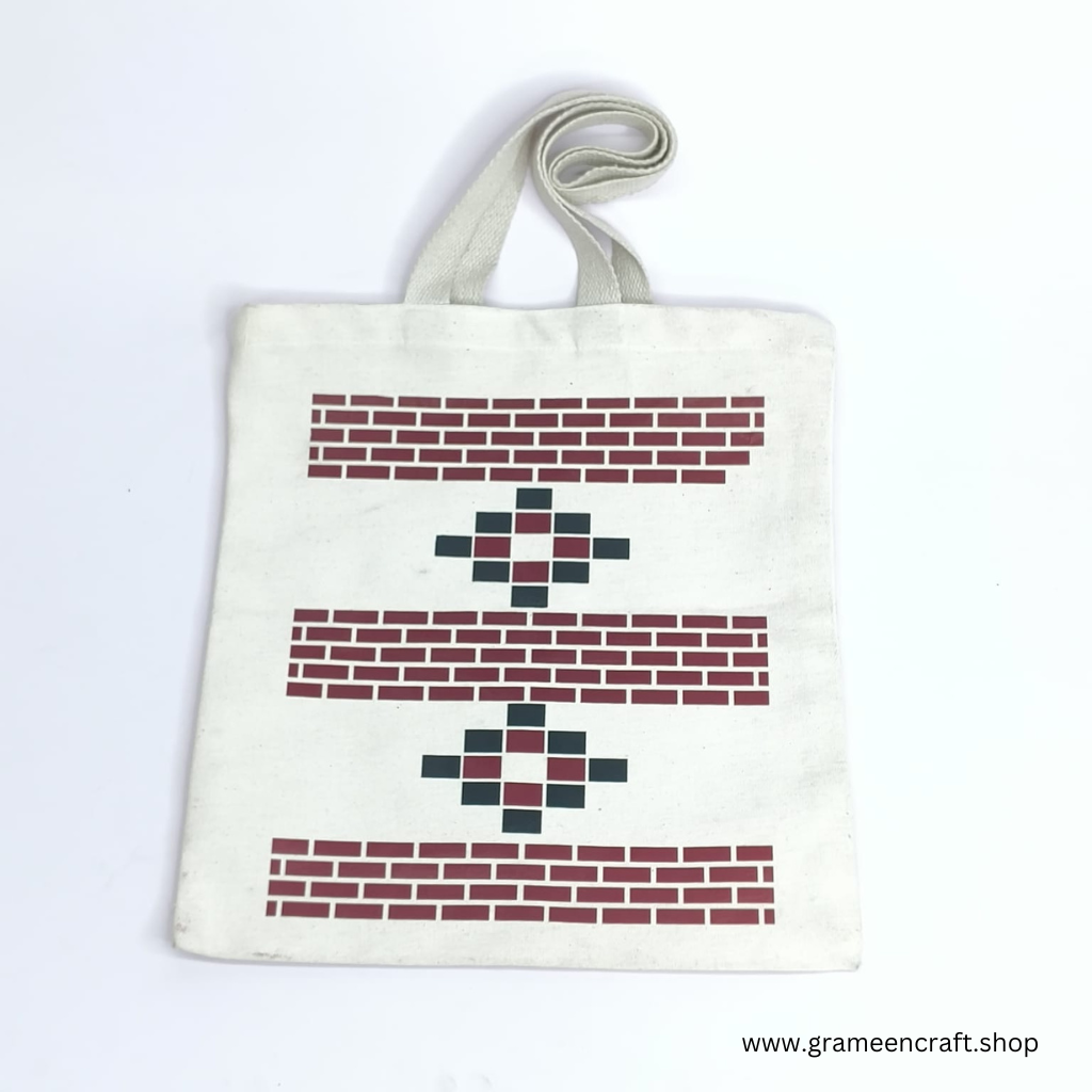 Printed Tote Bag | new gen bags online | Trendy shoulder bag| Shop eco-friendly bags online from www.grameencraft.shop | Cotton bag | Online cotton tote bag