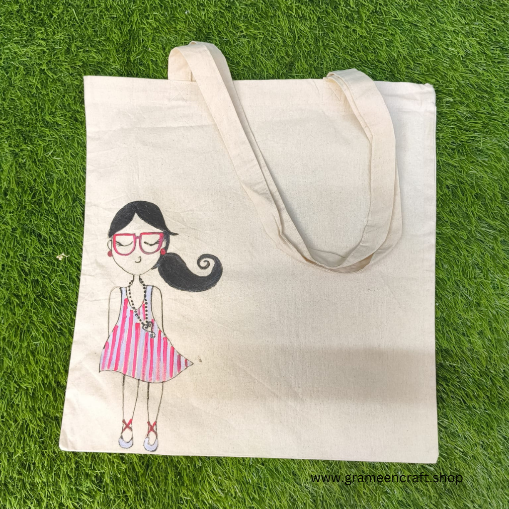 HAND PAINTED CANVAS TOTE BAG