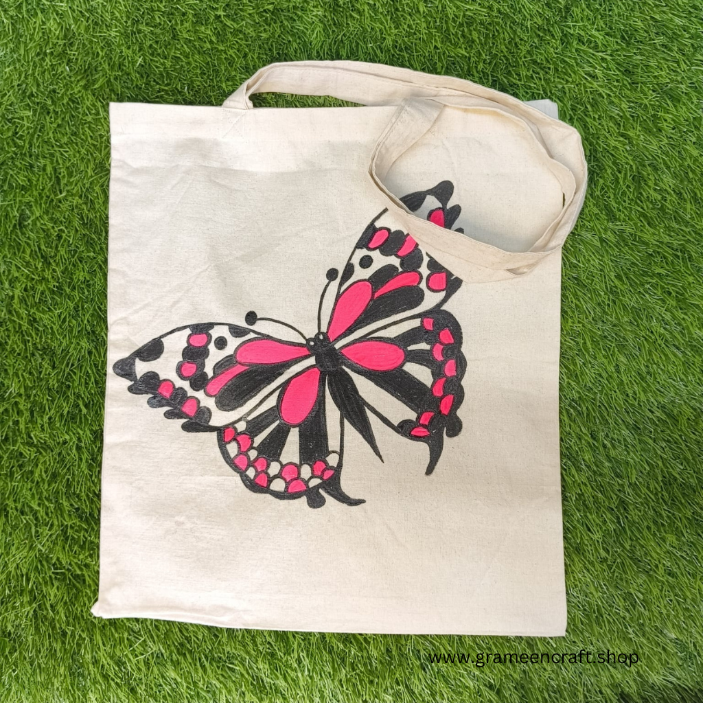 HAND PAINTED CANVAS TOTE BAG