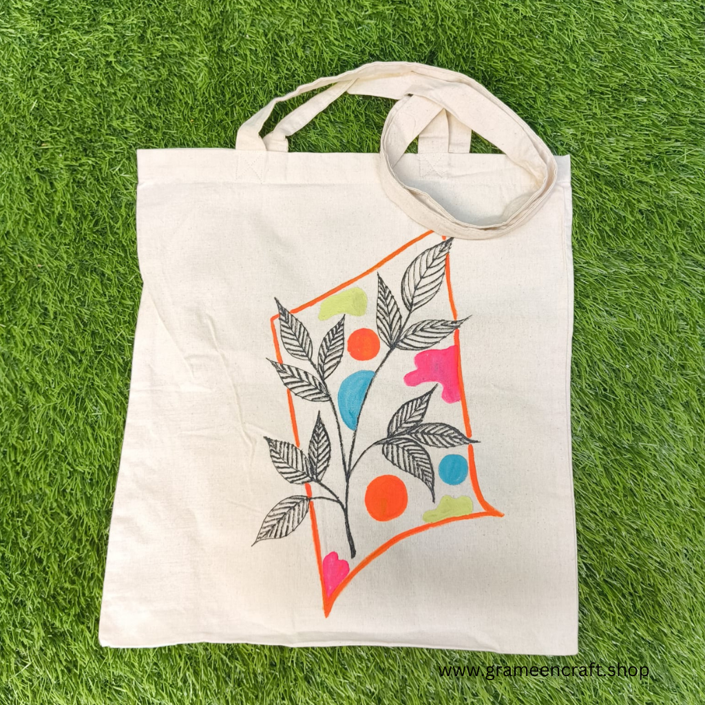 HAND PAINTED CANVAS TOTE BAG