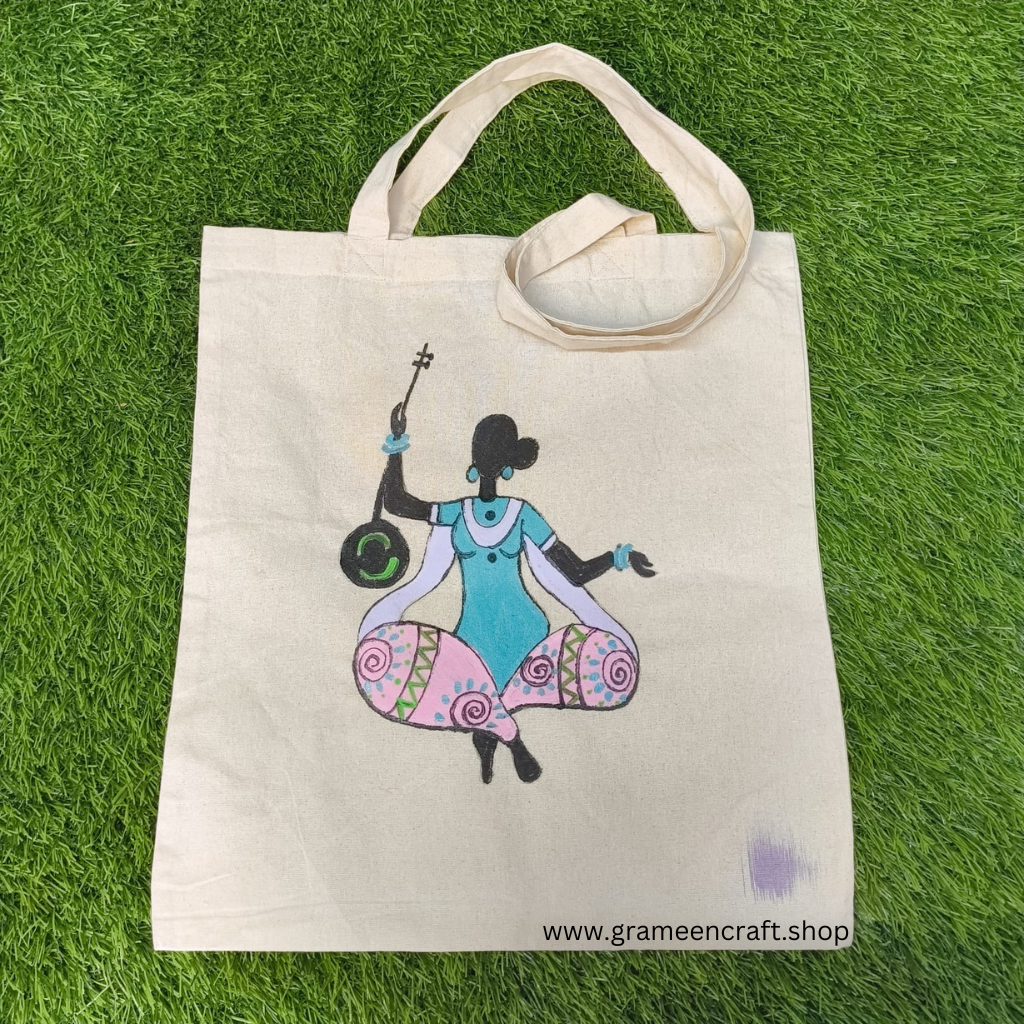 HAND PAINTED CANVAS TOTE BAG