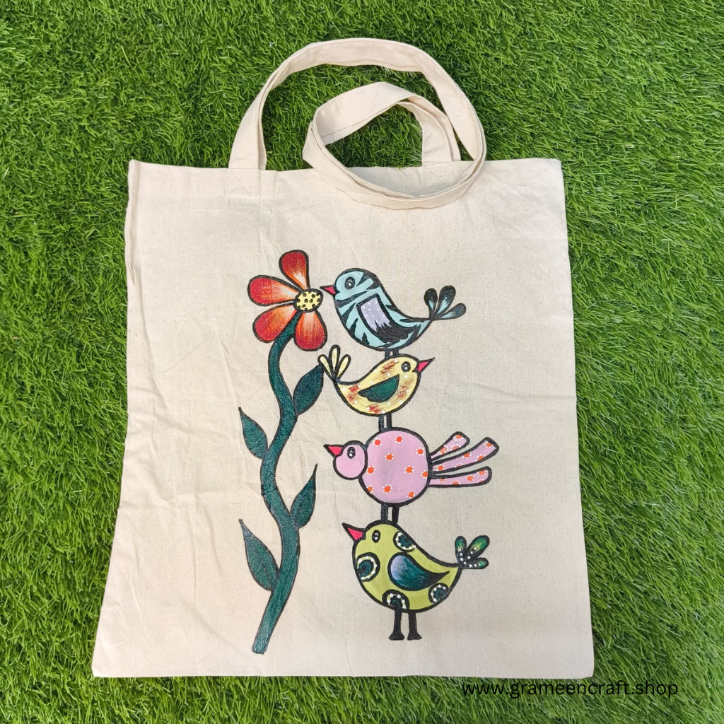 HAND PAINTED CANVAS TOTE BAG