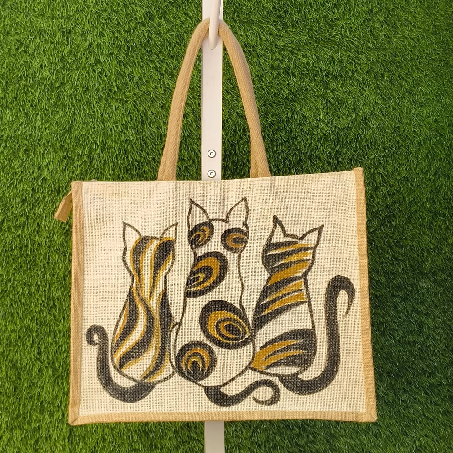 Hand Painted Jute Shopping Bag