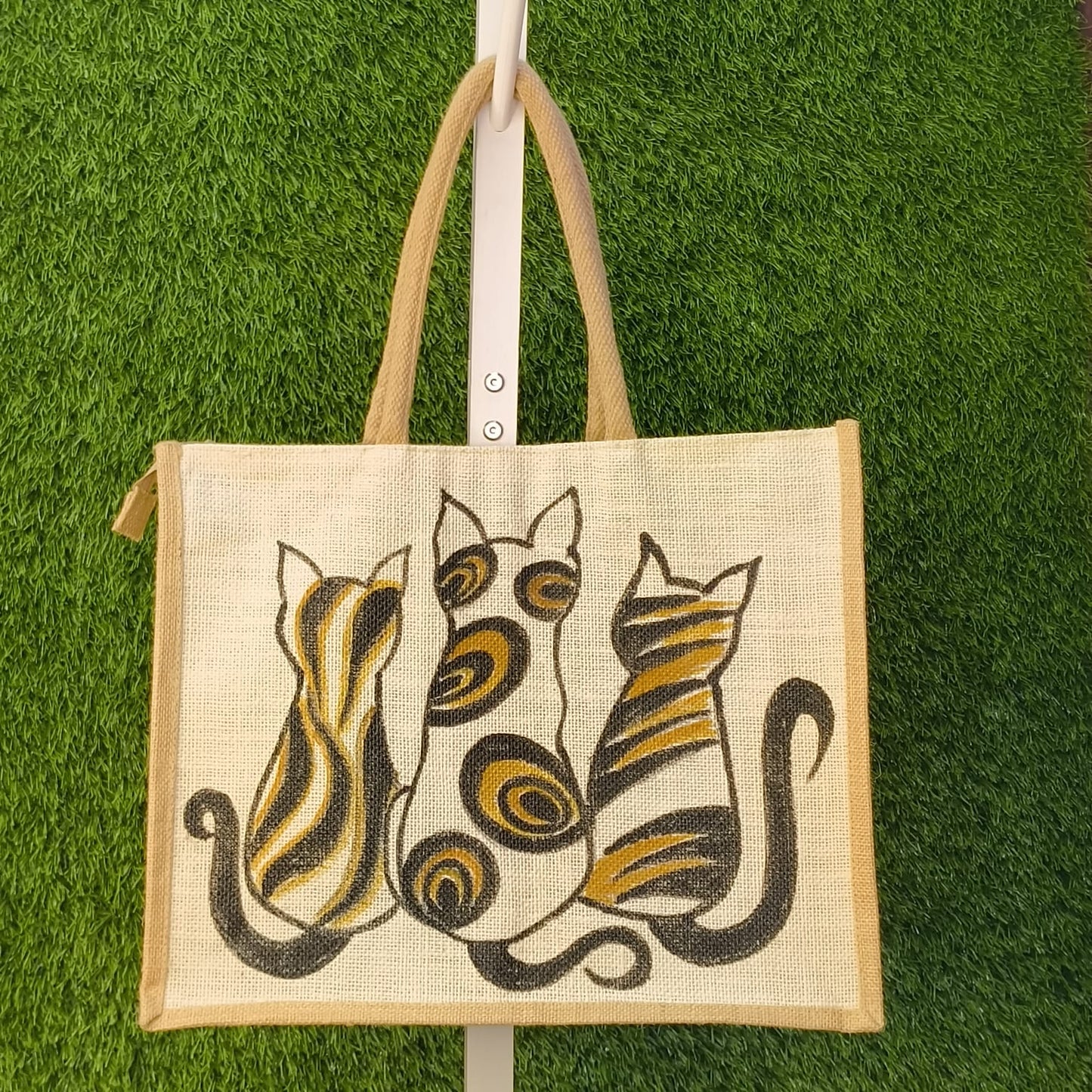 Hand Painted Jute Shopping Bag
