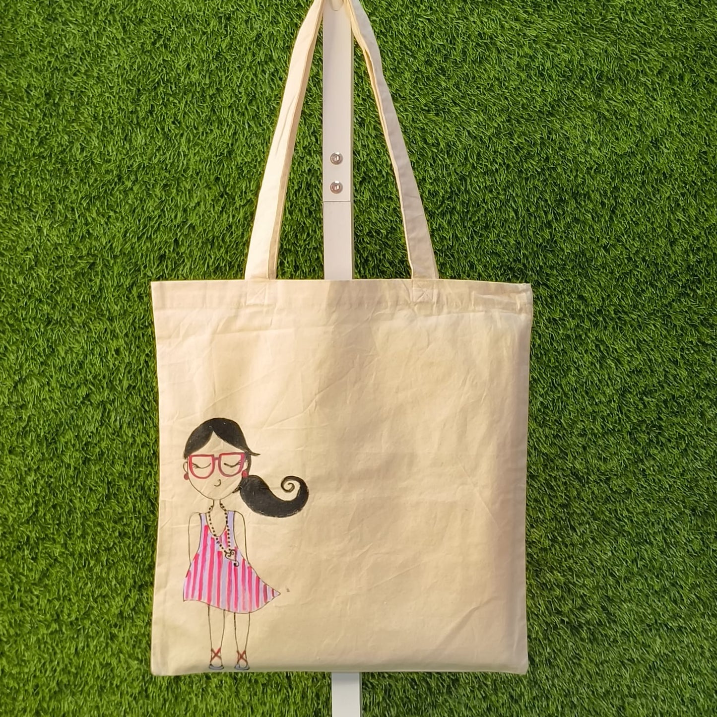 HAND PAINTED CANVAS TOTE BAG