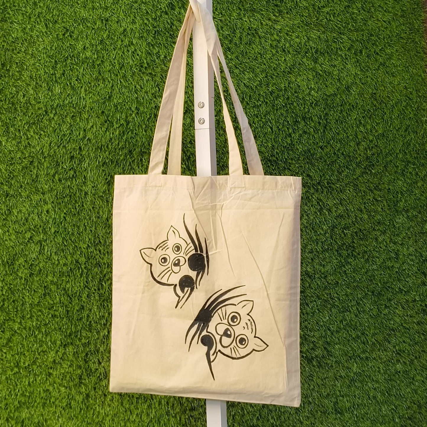 HAND PAINTED CANVAS TOTE BAG