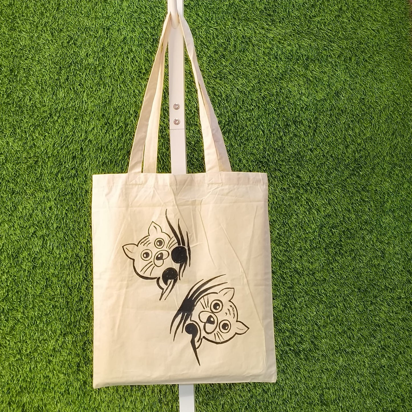 HAND PAINTED CANVAS TOTE BAG