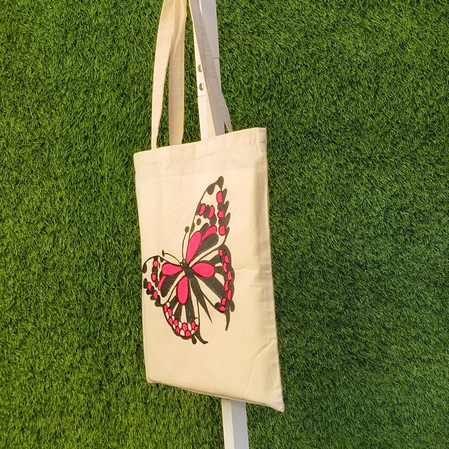 HAND PAINTED CANVAS TOTE BAG