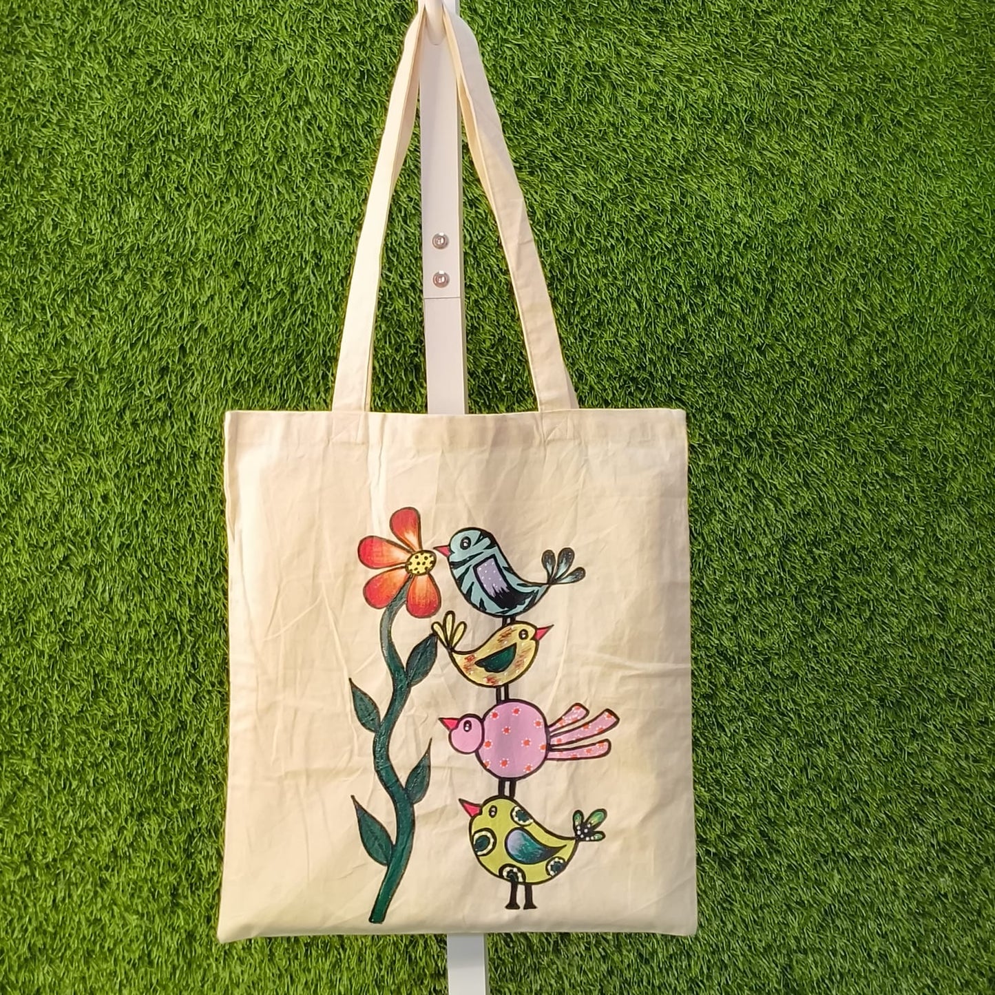 HAND PAINTED CANVAS TOTE BAG