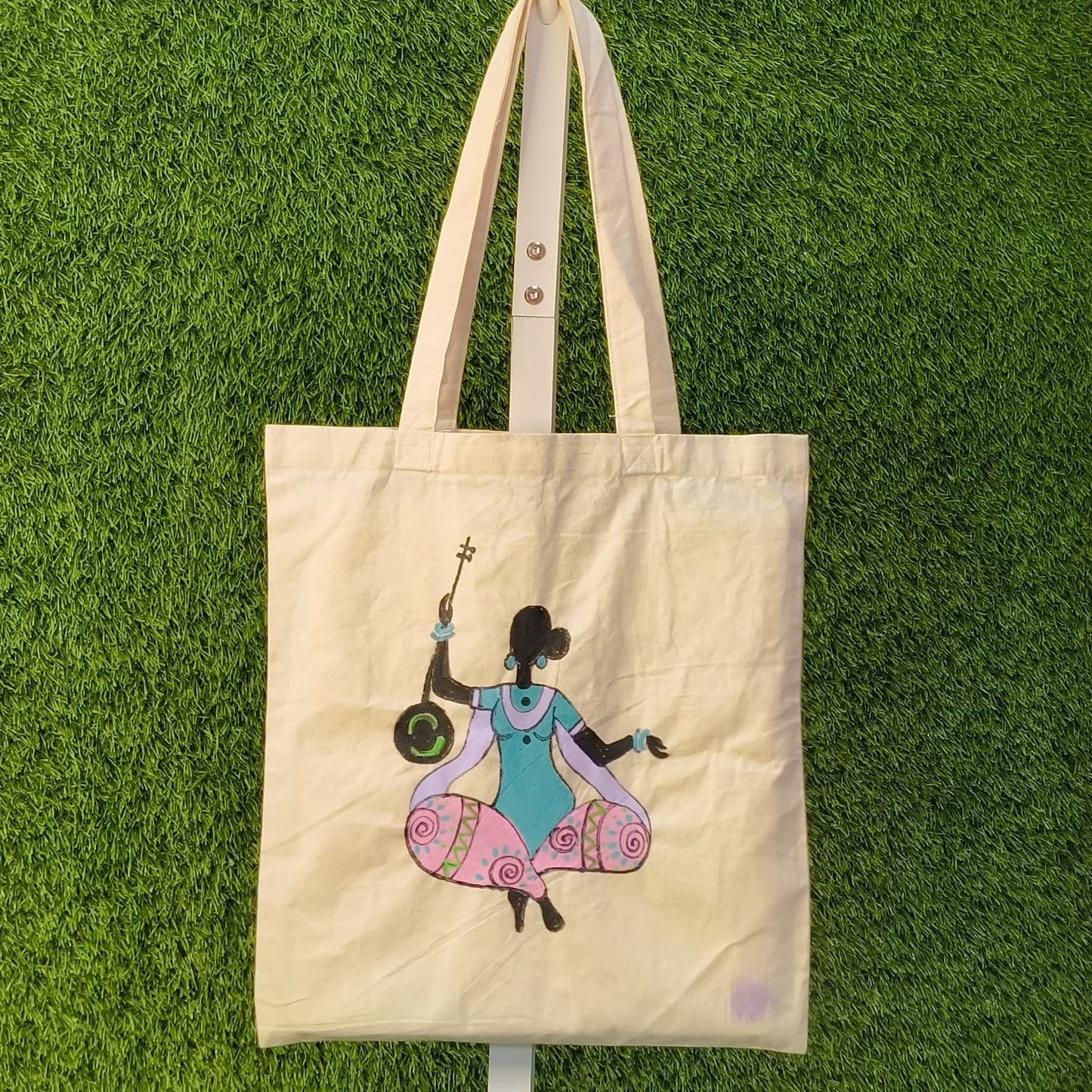 HAND PAINTED CANVAS TOTE BAG