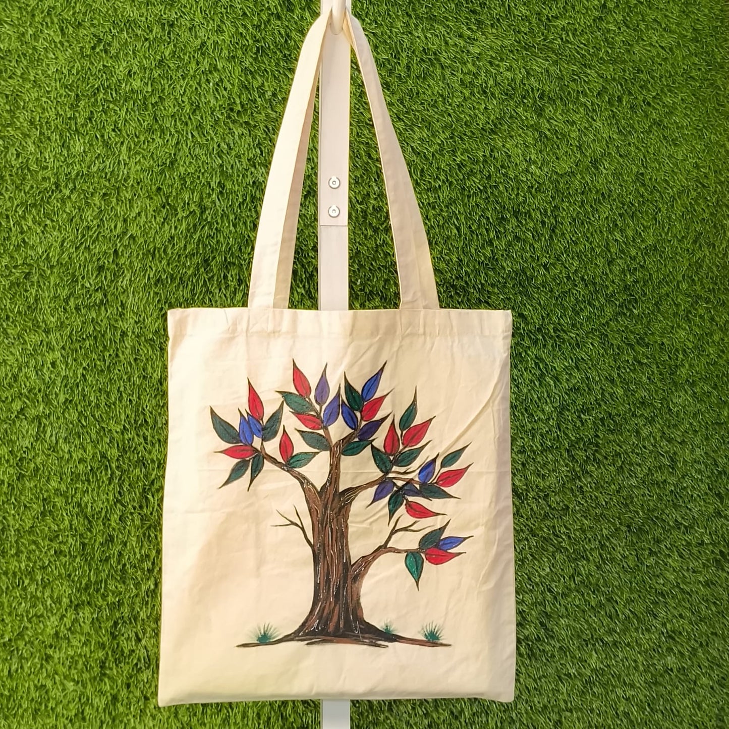 HAND PAINTED CANVAS TOTE BAG