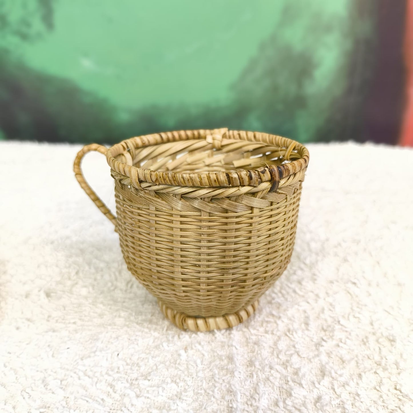 Decorative Bamboo Woven Cup and Saucer