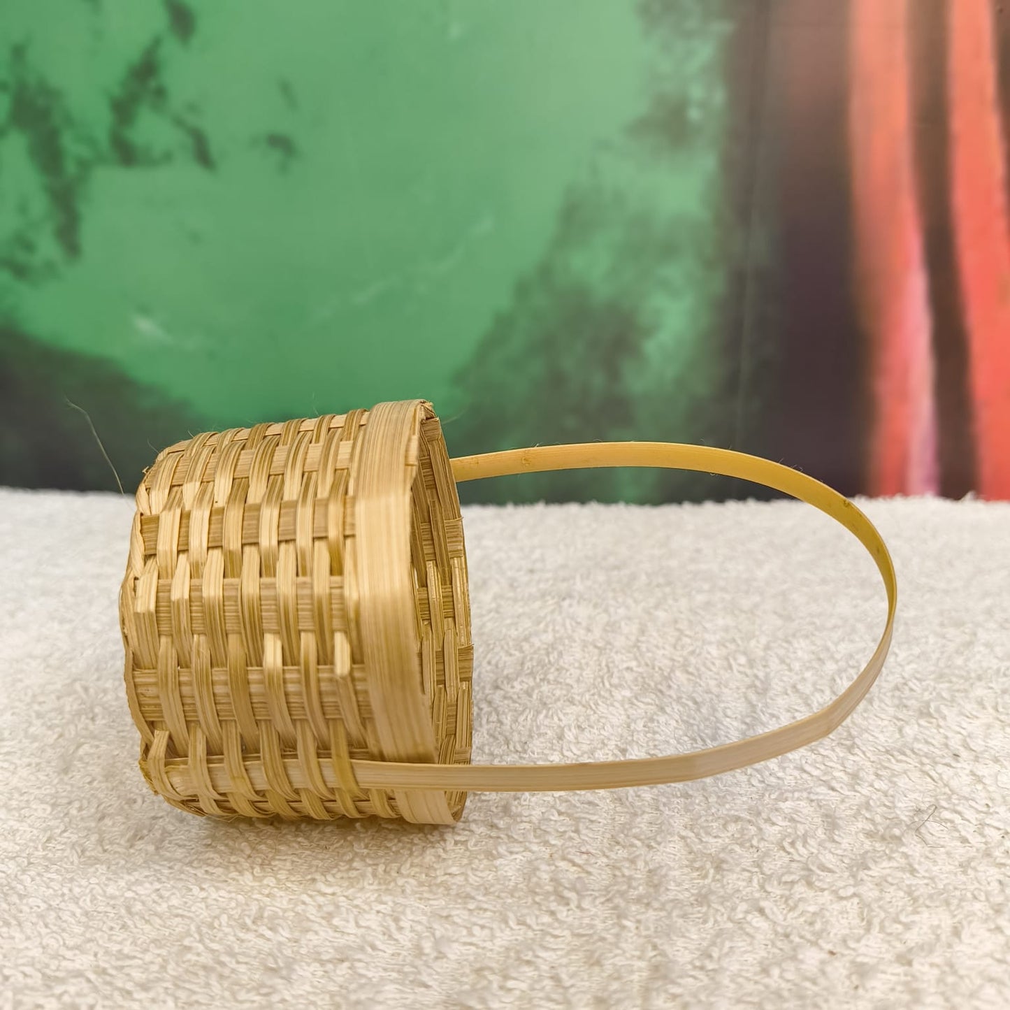 Mini Bamboo Woven Handle Basket