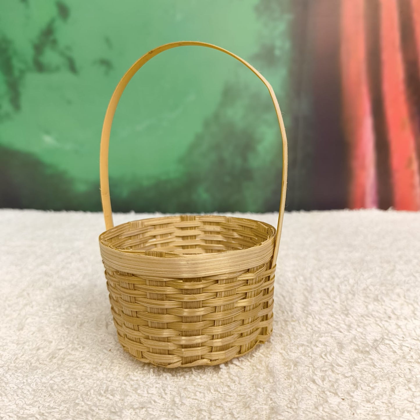 Mini Bamboo Woven Handle Basket