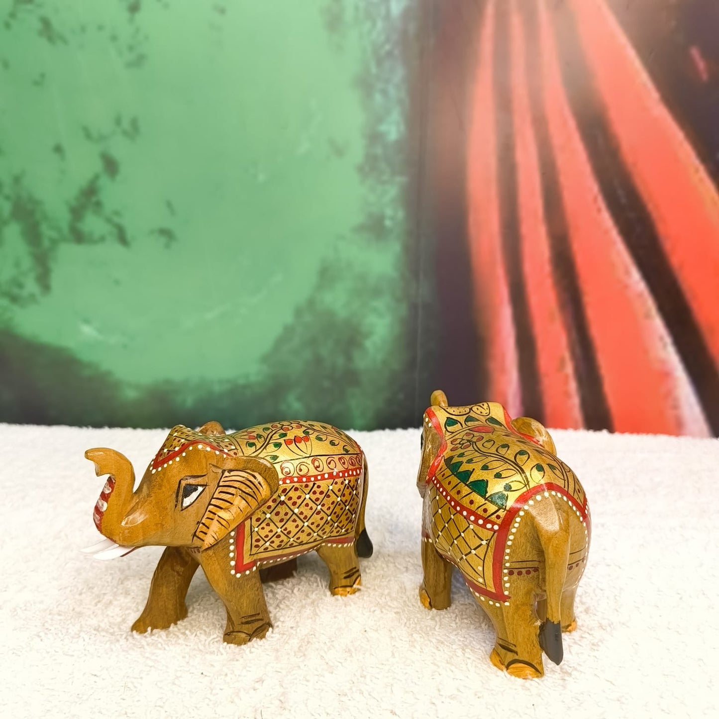 Hand painted Wooden Rajasthan Elephant Showpiece