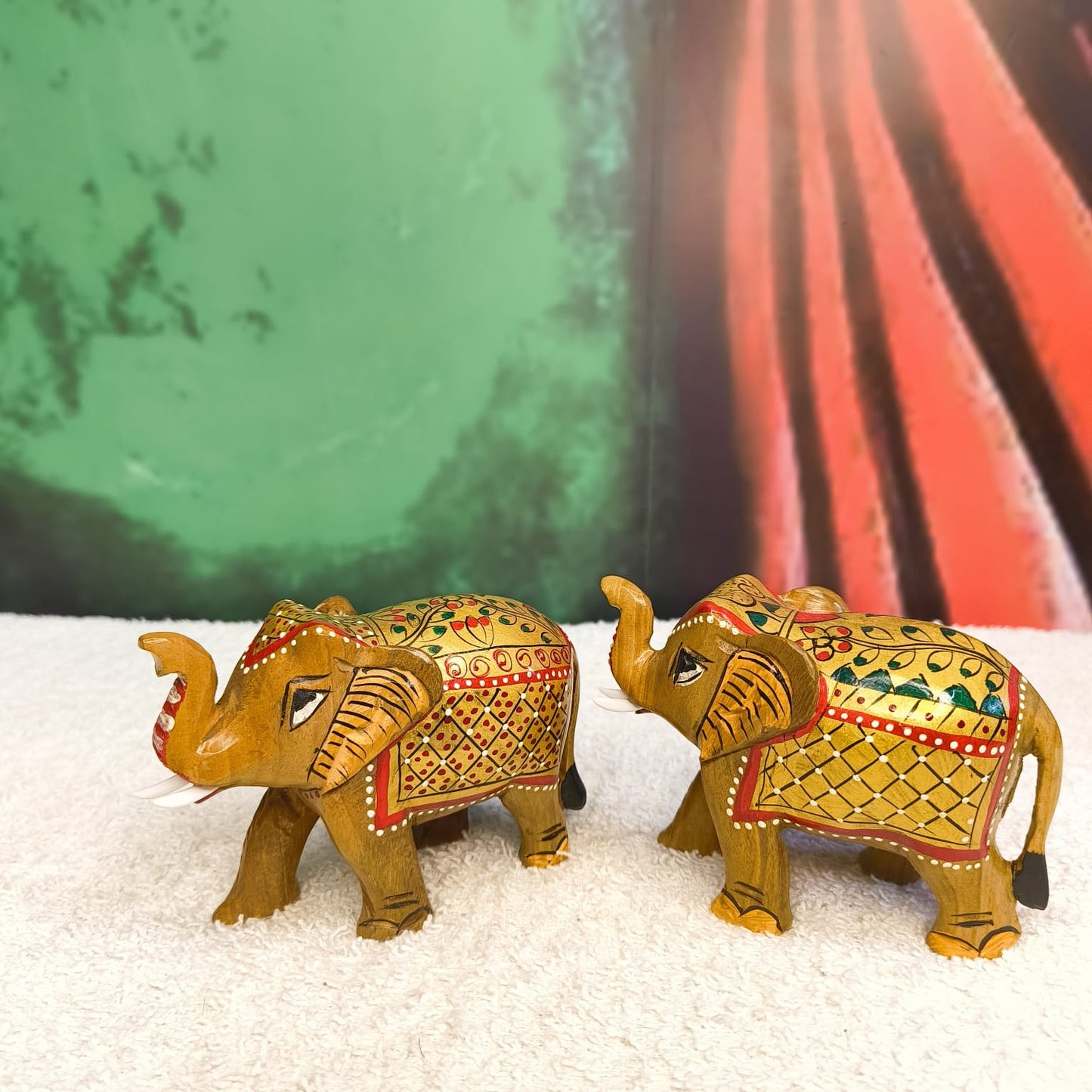 Hand painted Wooden Rajasthan Elephant Showpiece