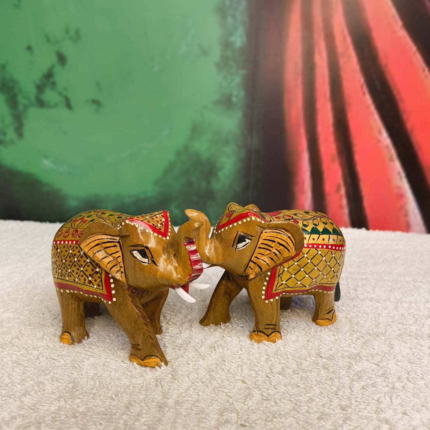 Hand painted Wooden Rajasthan Elephant Showpiece