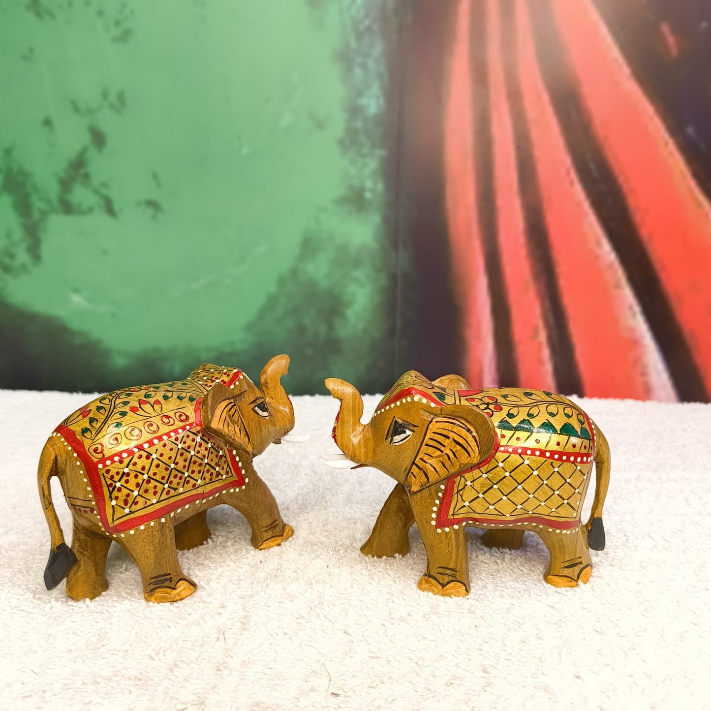 Hand painted Wooden Rajasthan Elephant Showpiece