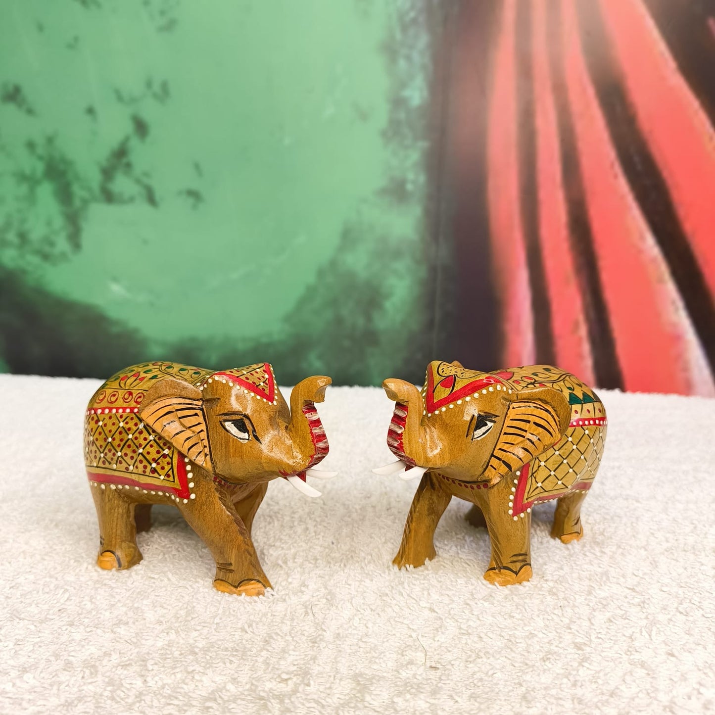 Hand painted Wooden Rajasthan Elephant Showpiece