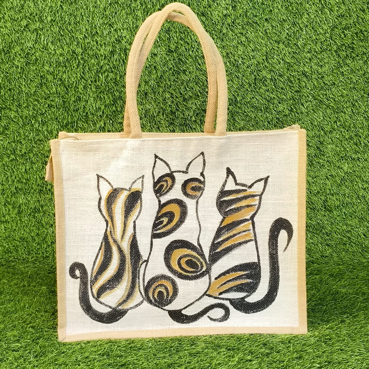 Hand Painted Jute Shopping Bag