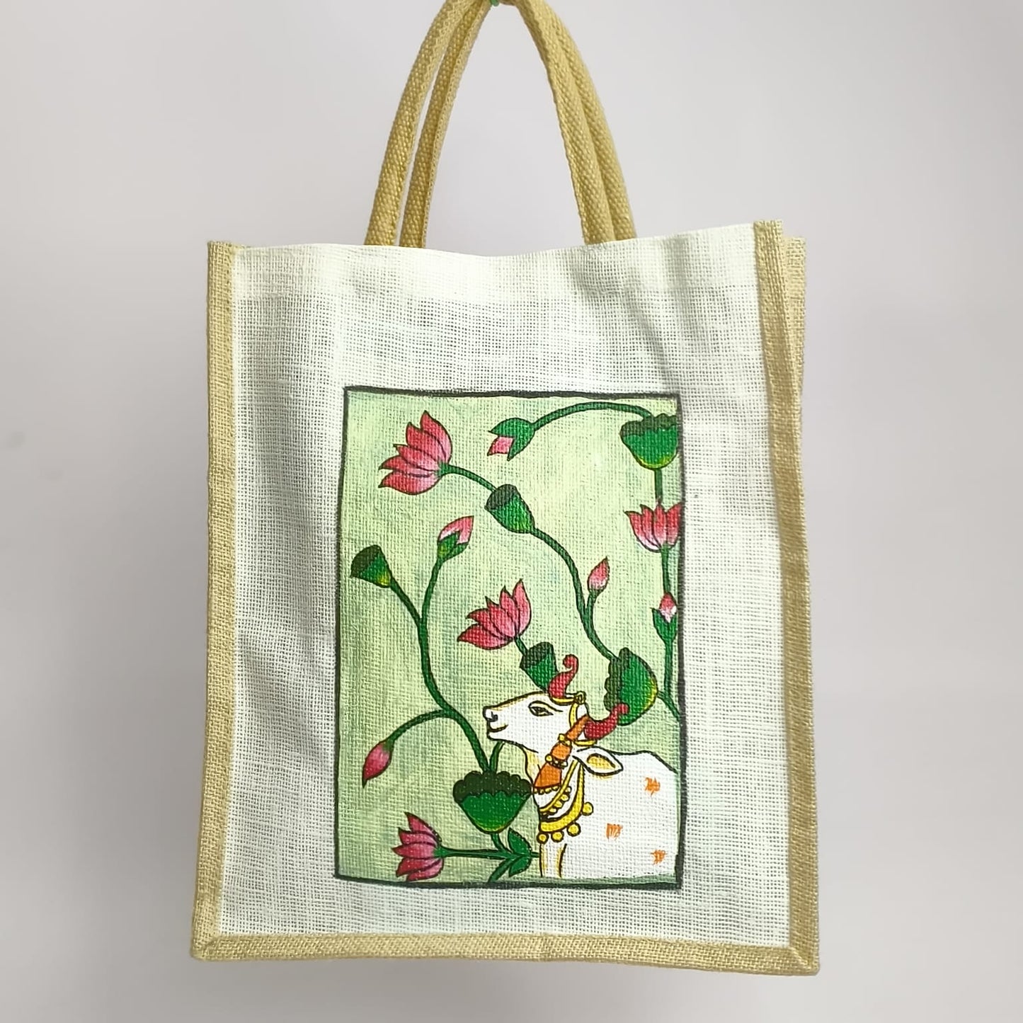 Hand Painted Jute Shopping Bag
