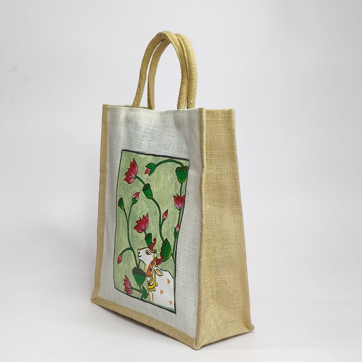 Hand Painted Jute Shopping Bag