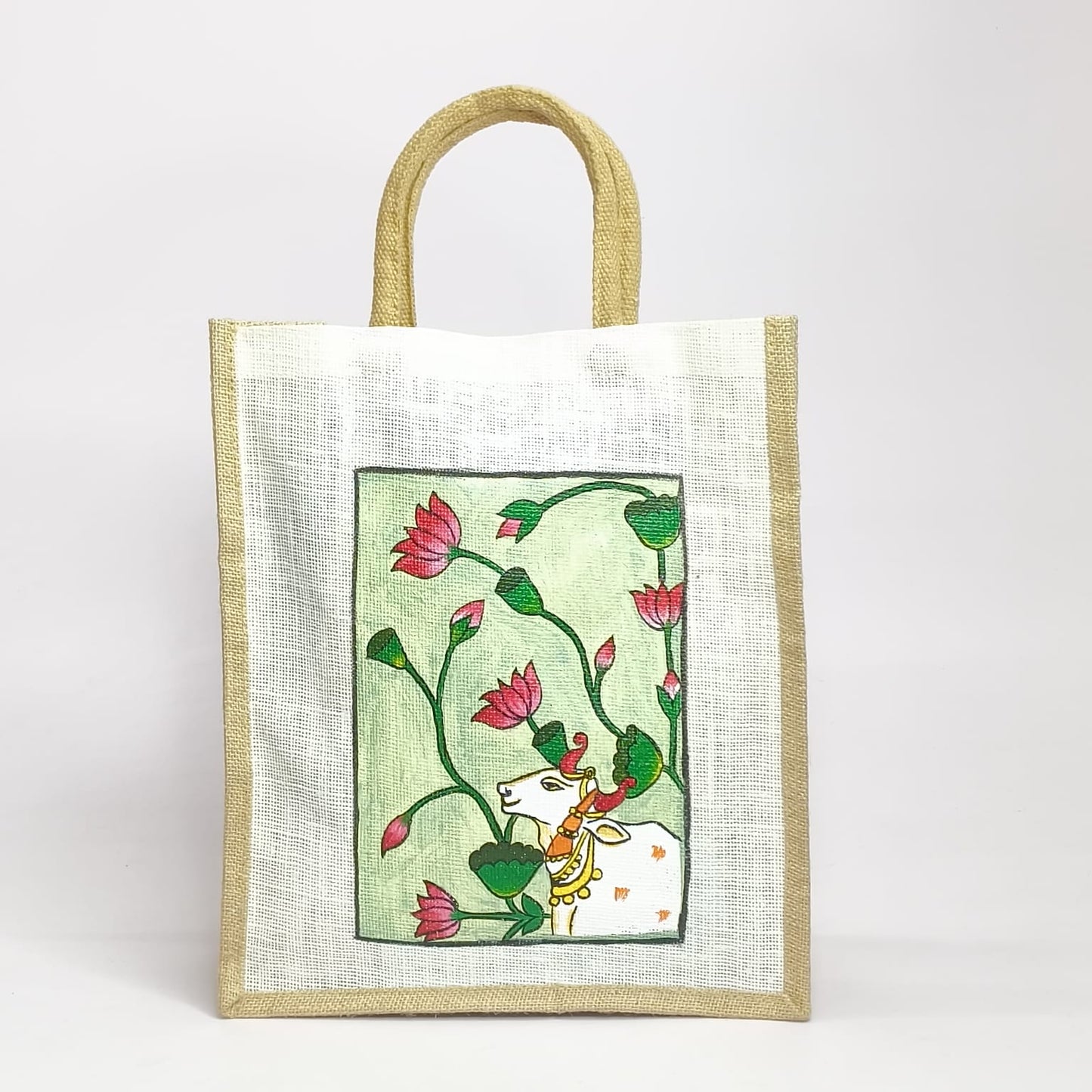 Hand Painted Jute Shopping Bag