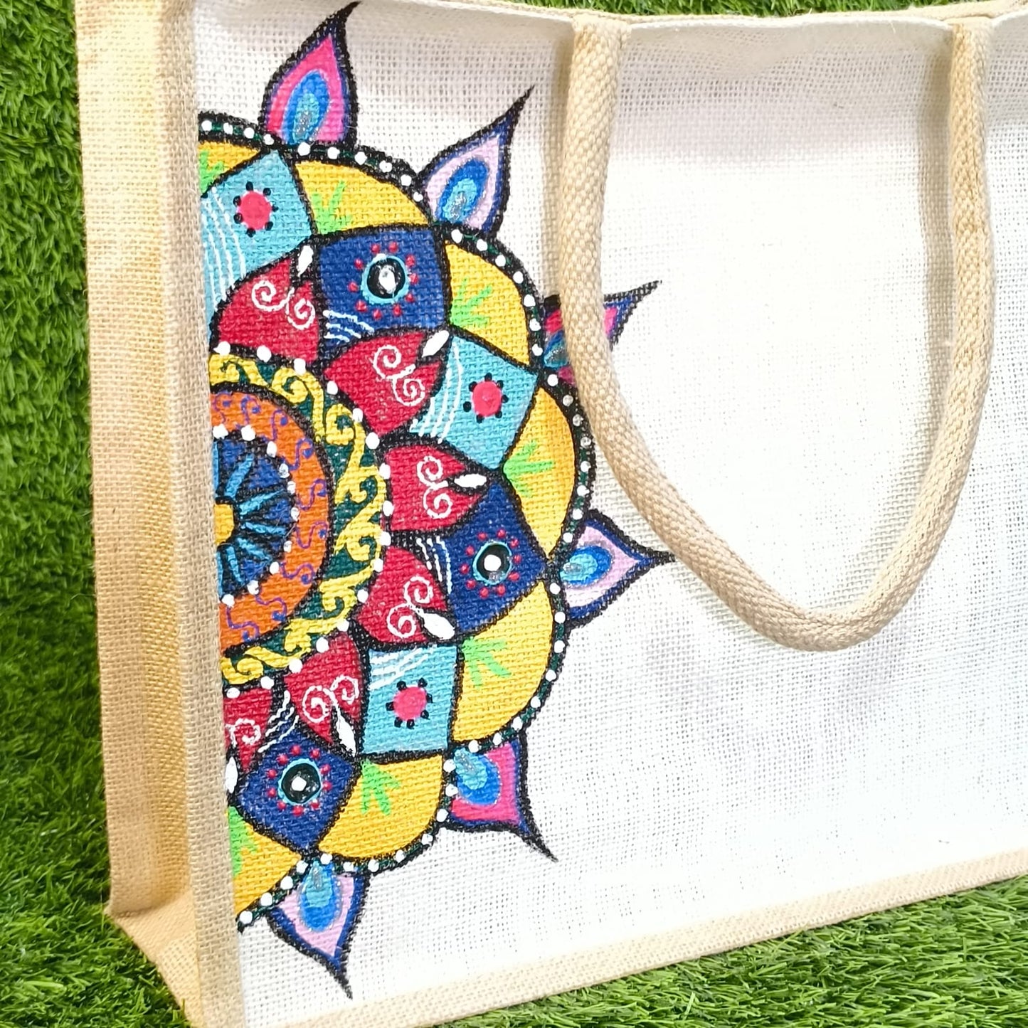 Hand Painted Jute Shopping Bag