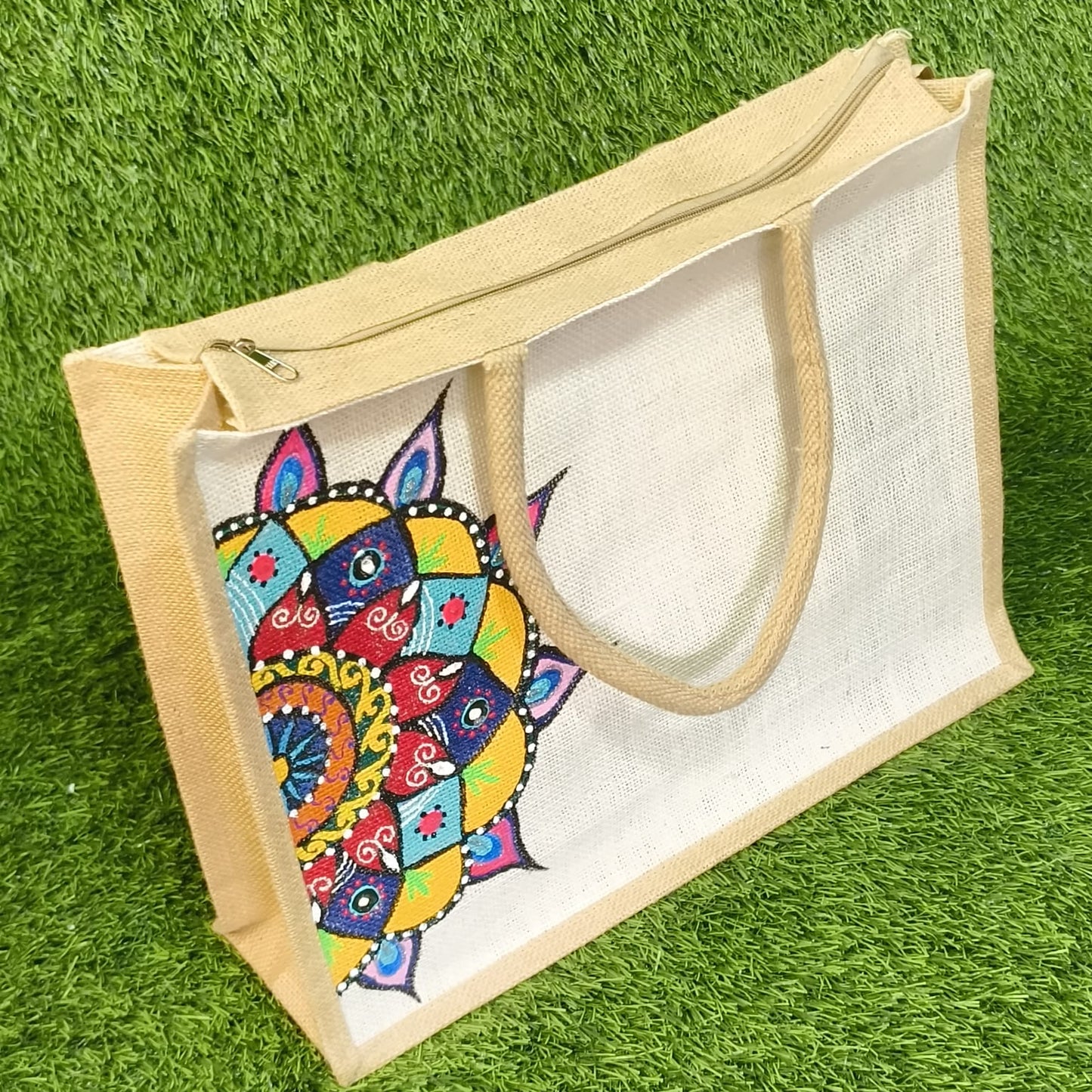 Hand Painted Jute Shopping Bag