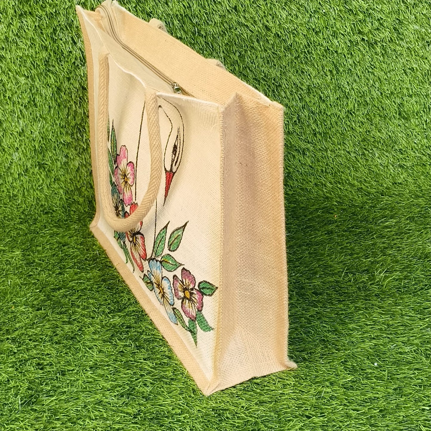 Hand Painted Jute Shopping Bag