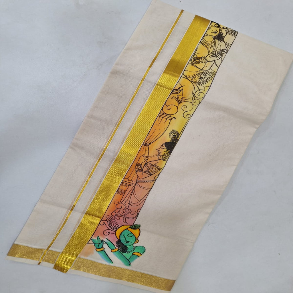 Hand Painted Double Dhoti