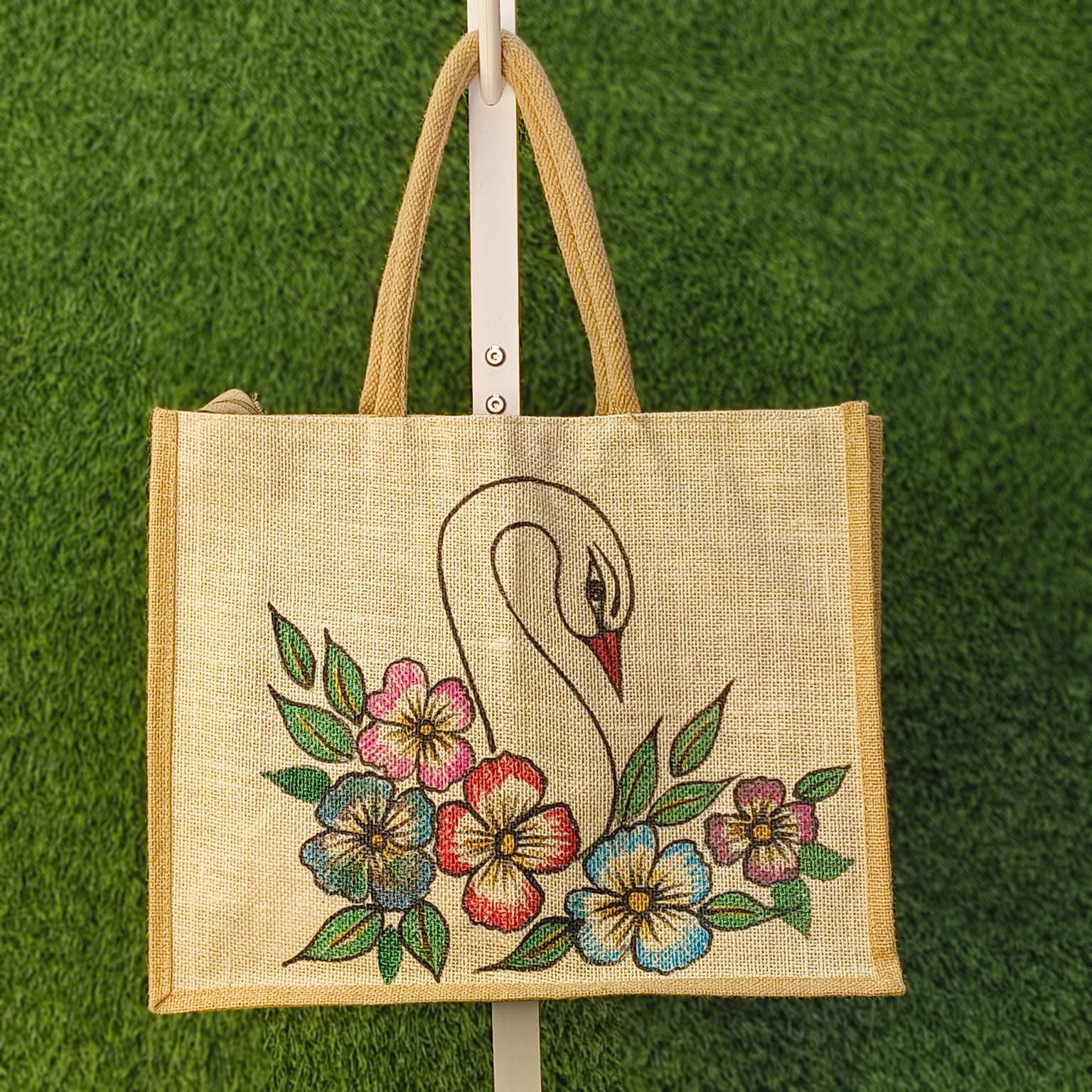 Hand Painted Jute Shopping Bag