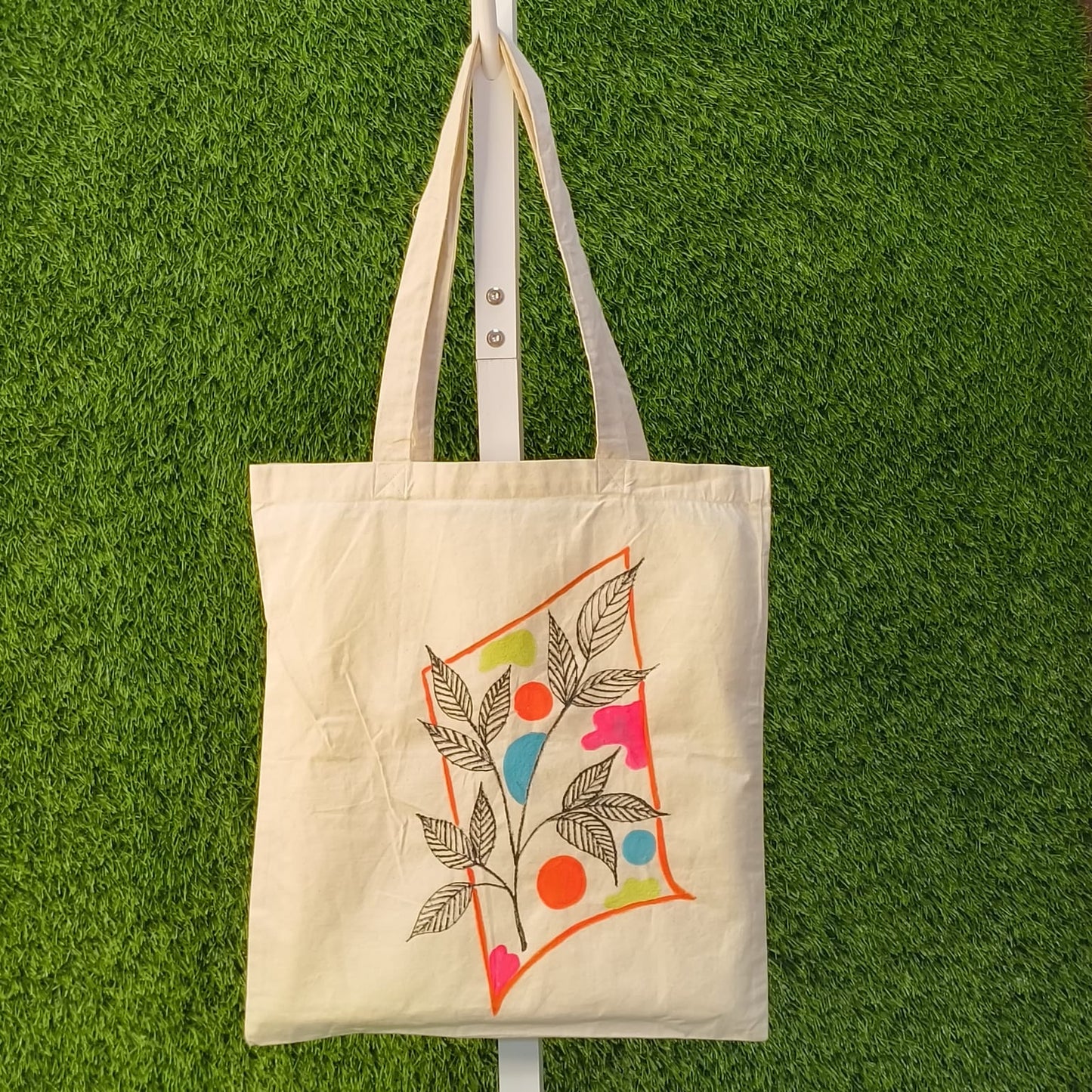 HAND PAINTED CANVAS TOTE BAG