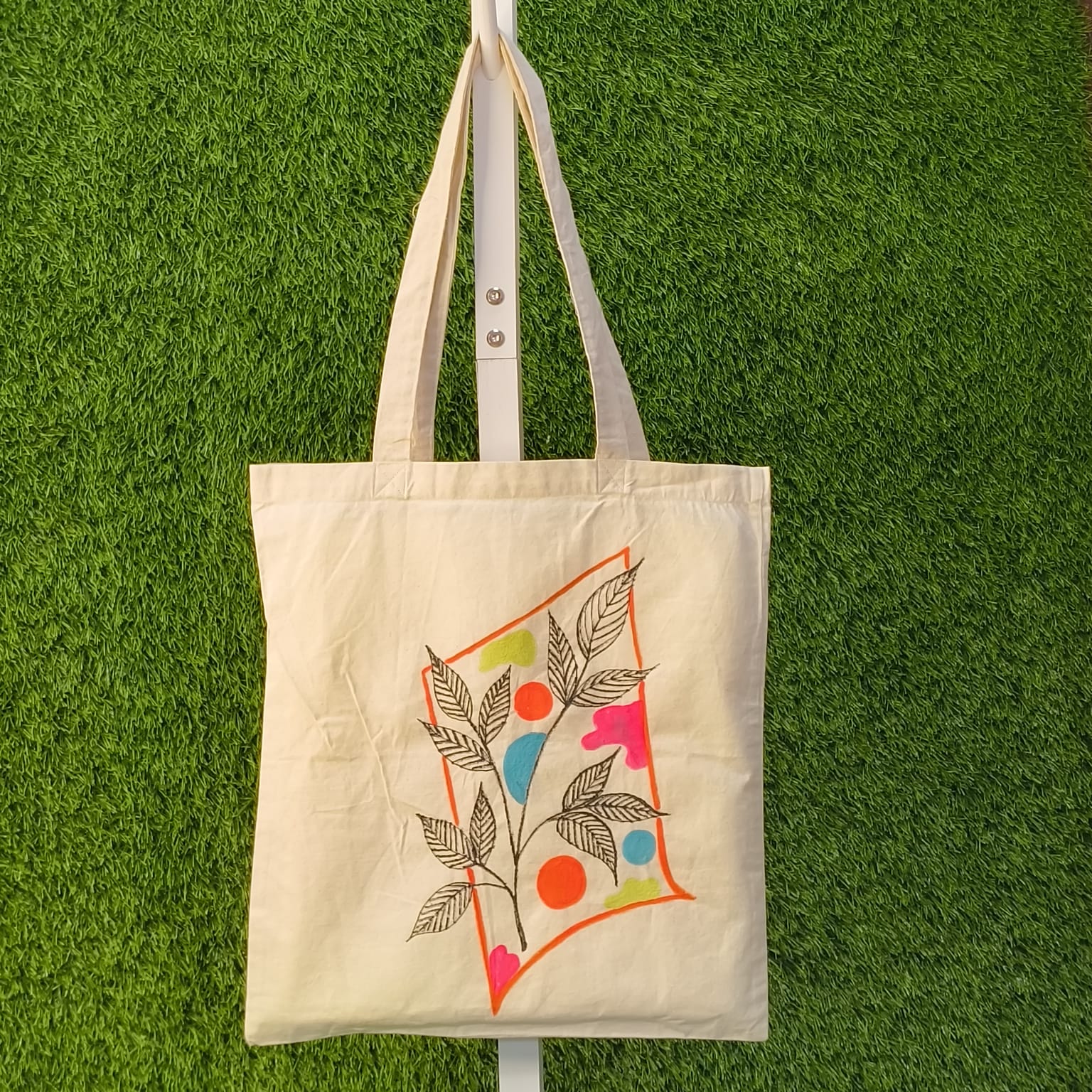 HAND PAINTED CANVAS TOTE BAG