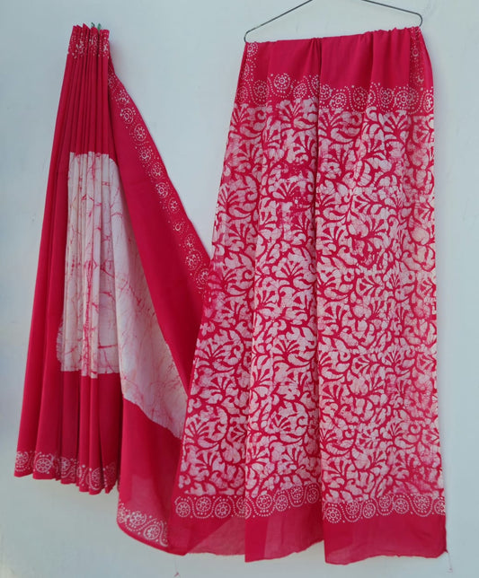 Hand Block Printed Mul Mul Saree