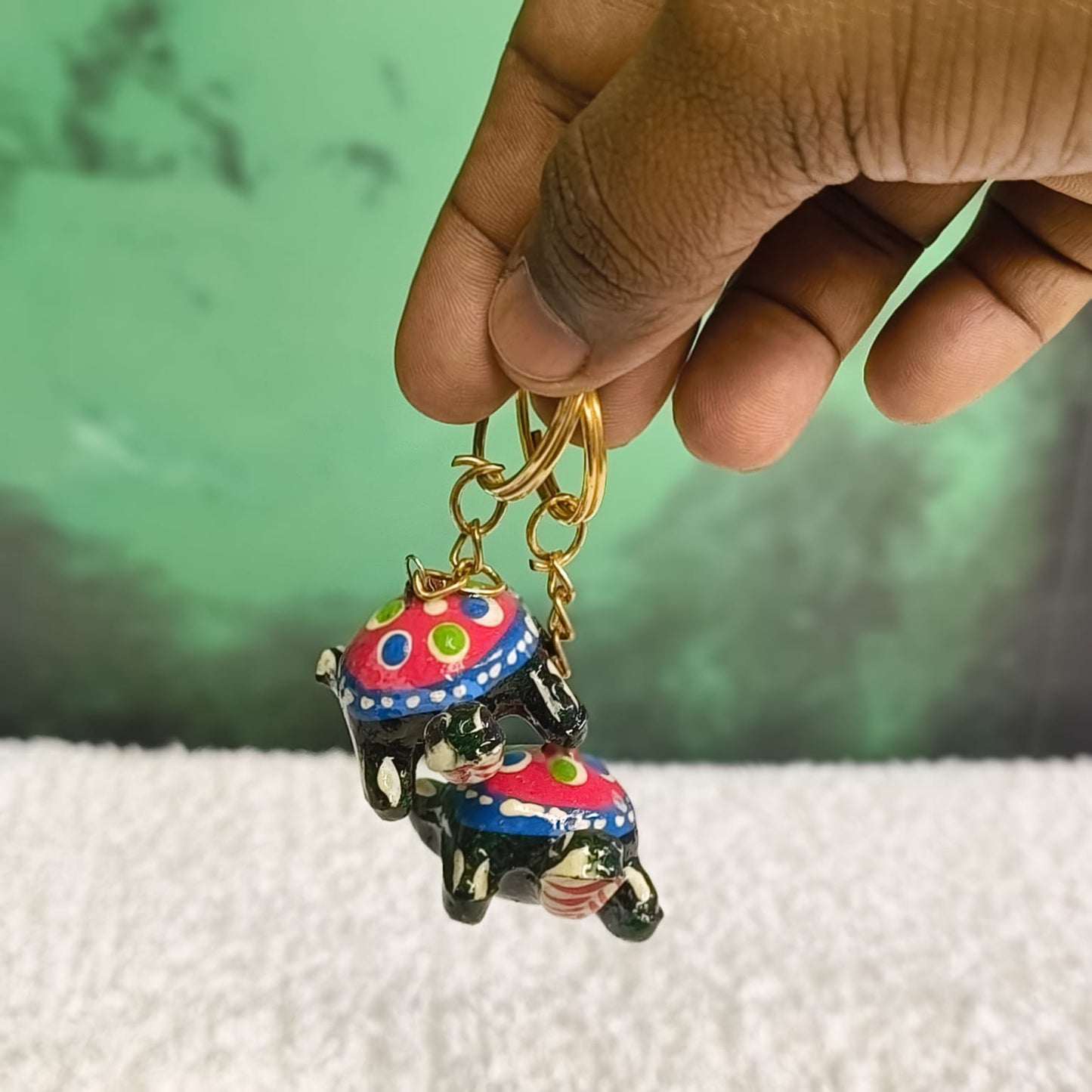 Rajasthani Traditional Handmade Tortoise Multi Colour Synthetic Key Chains