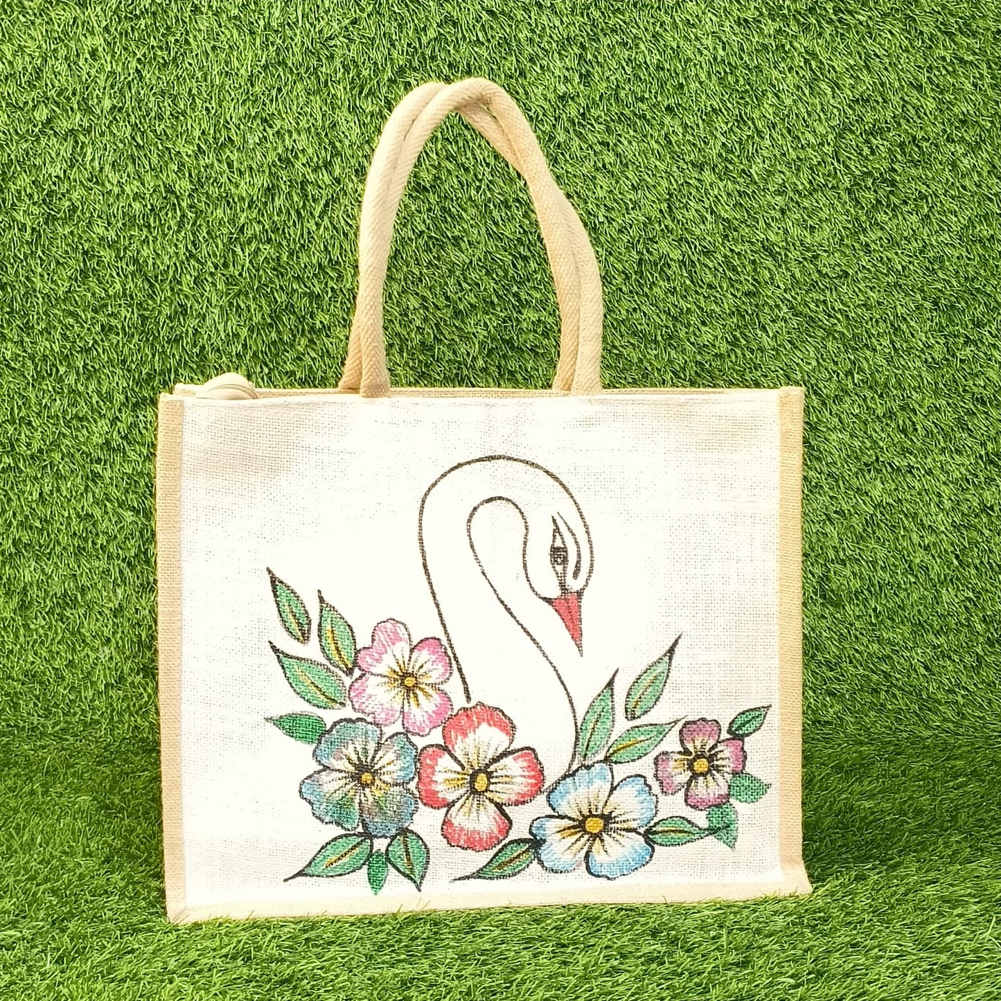 Hand Painted Jute Shopping Bag